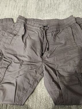 Utility Cargo Joggers with Elastic Drawstring Waist - Gray